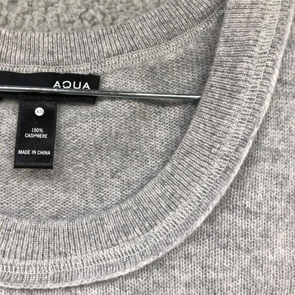 Aqua Cashmere Sweater Womens XS Gray Cold Shoulder Crewneck 100% Cashmere - Picture 10 of 10
